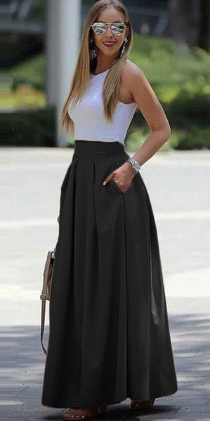 Maxi Zomerrok Dames - ALICE Elegante Hoge Taille Plissé Rok van Premium Stof - Zova - Fashion