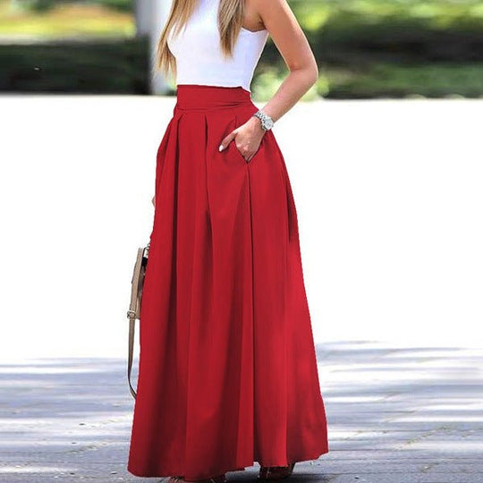 Maxi Zomerrok Dames - ALICE Elegante Hoge Taille Plissé Rok van Premium Stof - Zova - Fashion