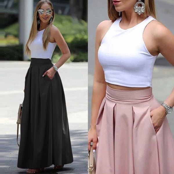 Maxi Zomerrok Dames - ALICE Elegante Hoge Taille Plissé Rok van Premium Stof - Zova - Fashion