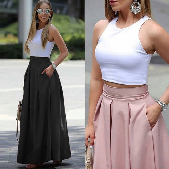 Maxi Zomerrok Dames - ALICE Elegante Hoge Taille Plissé Rok van Premium Stof - Zova - Fashion