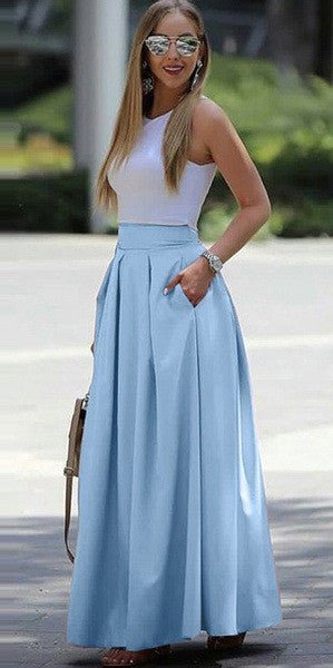Maxi Zomerrok Dames - ALICE Elegante Hoge Taille Plissé Rok van Premium Stof - Zova - Fashion
