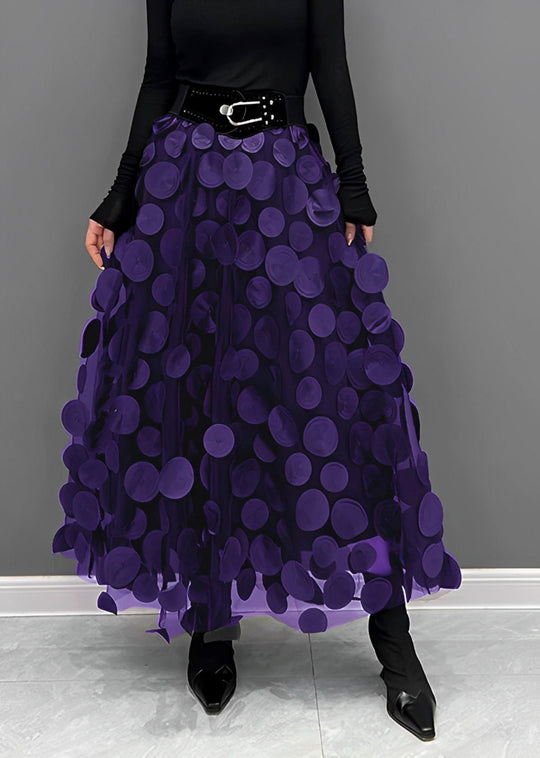 Maxi Zomerrok Dames - LAURA Zwarte Polka Dot Rok met Hoge Taille en Elastische Tailleband - Zova - Fashion