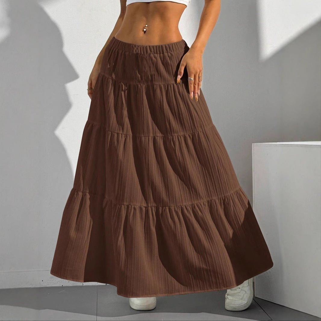 Maxi Zomerrok Dames – Lichte Stof A - Lijn Met Gelaagde Ruches en Taille Trekkoord - Zova - Fashion