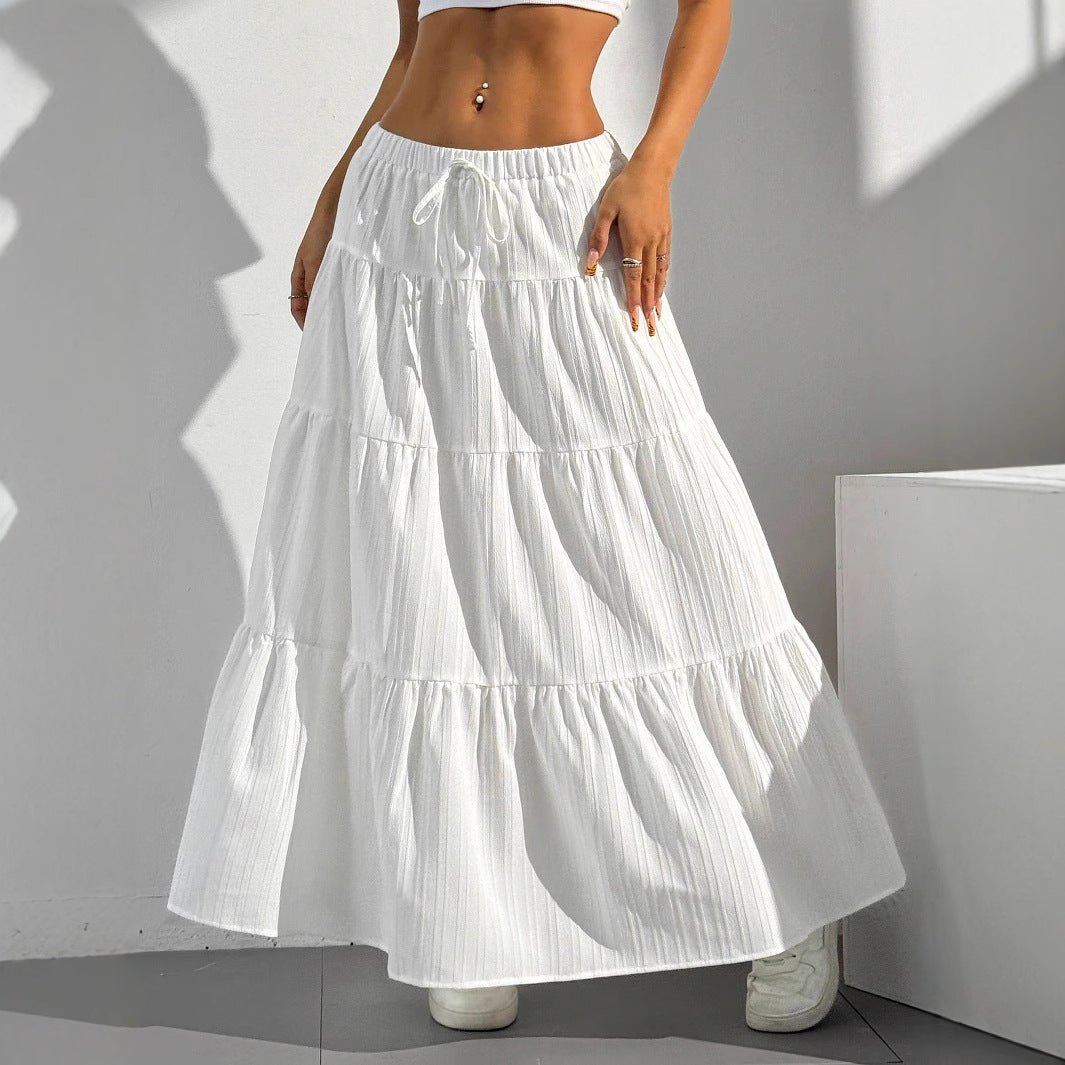 Maxi Zomerrok Dames – Lichte Stof A - Lijn Met Gelaagde Ruches en Taille Trekkoord - Zova - Fashion