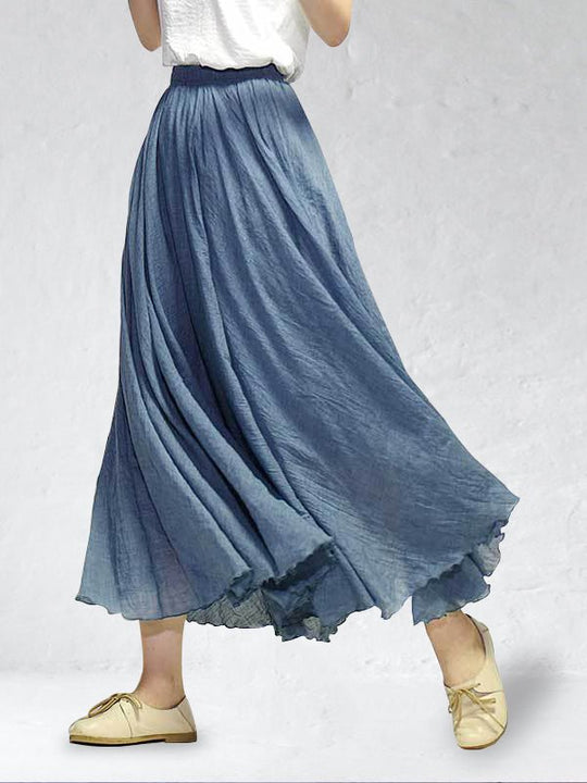 Maxi Zomerrok Dames - Luchtige Linnen Maxi Rok met Geplooide Taille en Zwierige Flow - Zova - Fashion