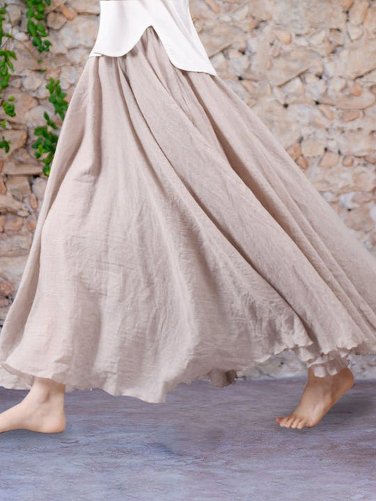 Maxi Zomerrok Dames - Luchtige Linnen Maxi Rok met Geplooide Taille en Zwierige Flow - Zova - Fashion
