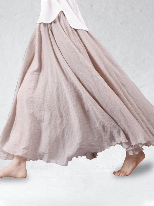 Maxi Zomerrok Dames - Luchtige Linnen Maxi Rok met Geplooide Taille en Zwierige Flow - Zova - Fashion