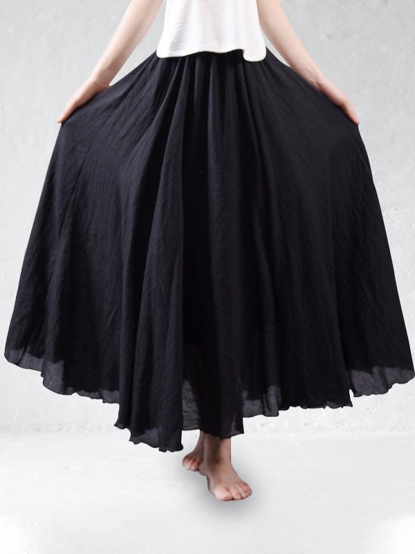 Maxi Zomerrok Dames - Luchtige Linnen Maxi Rok met Geplooide Taille en Zwierige Flow - Zova - Fashion