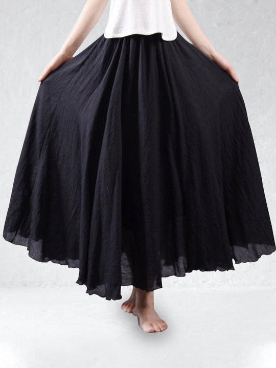 Maxi Zomerrok Dames - Luchtige Linnen Maxi Rok met Geplooide Taille en Zwierige Flow - Zova - Fashion