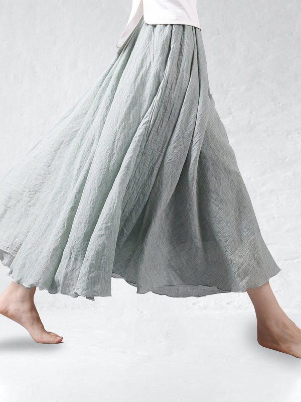 Maxi Zomerrok Dames - Luchtige Linnen Maxi Rok met Geplooide Taille en Zwierige Flow - Zova - Fashion