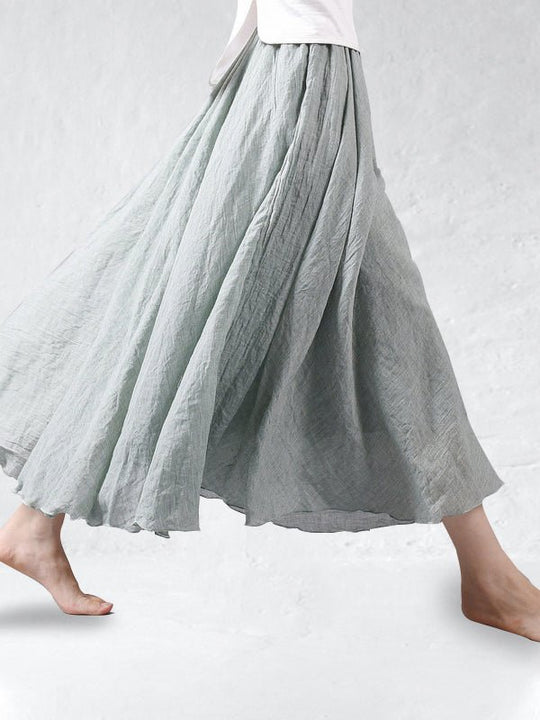 Maxi Zomerrok Dames - Luchtige Linnen Maxi Rok met Geplooide Taille en Zwierige Flow - Zova - Fashion