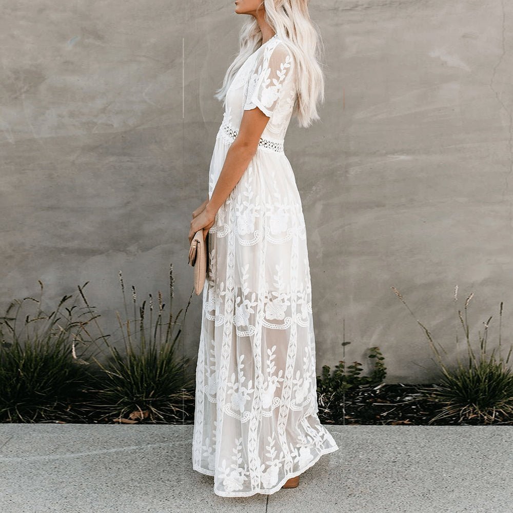 Merlinda Maxi Zomerjurk met V - Hals en Relaxed Fit – Elegant & Flowy - Zova - Fashion - Maxi Jurk