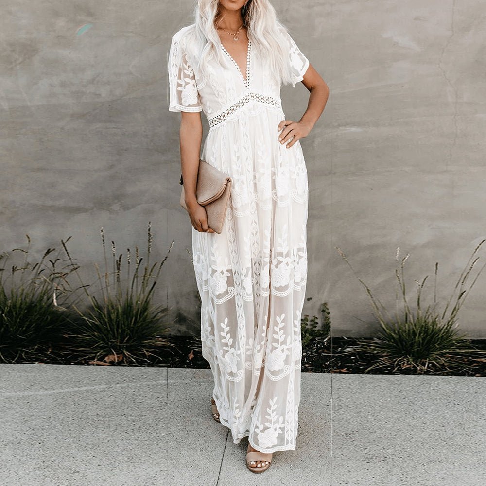 Merlinda Maxi Zomerjurk met V - Hals en Relaxed Fit – Elegant & Flowy - Zova - Fashion - Maxi Jurk