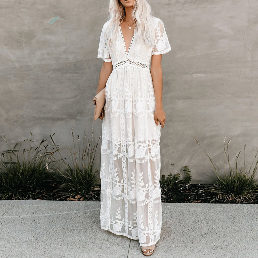 Merlinda Maxi Zomerjurk met V - Hals en Relaxed Fit – Elegant & Flowy - Zova - Fashion - Maxi Jurk