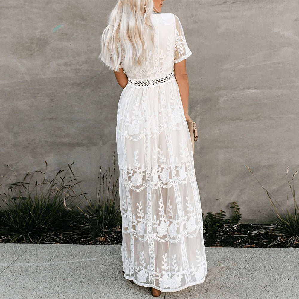 Merlinda Maxi Zomerjurk met V - Hals en Relaxed Fit – Elegant & Flowy - Zova - Fashion - Maxi Jurk