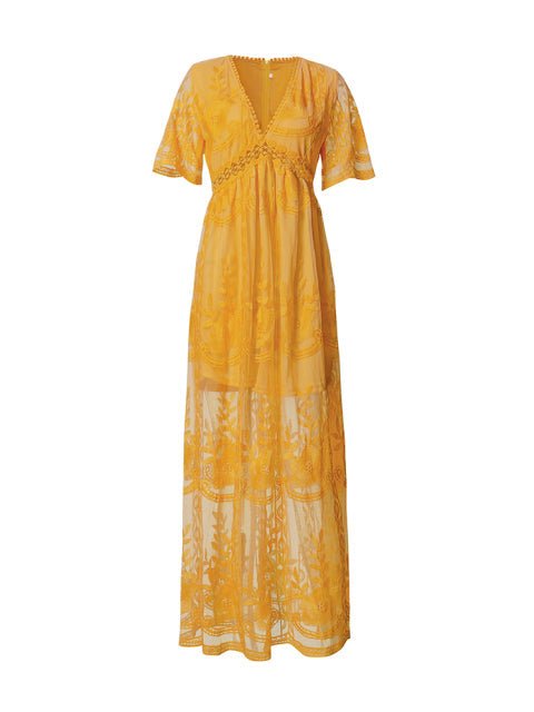 Merlinda Maxi Zomerjurk met V - Hals en Relaxed Fit – Elegant & Flowy - Zova - Fashion - Maxi Jurk