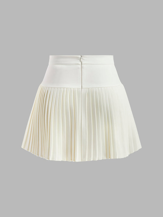 Metalen Geplooide Mini Zomerrok Dames met Unieke Letters en Mid - Waist Design - Zova - Fashion