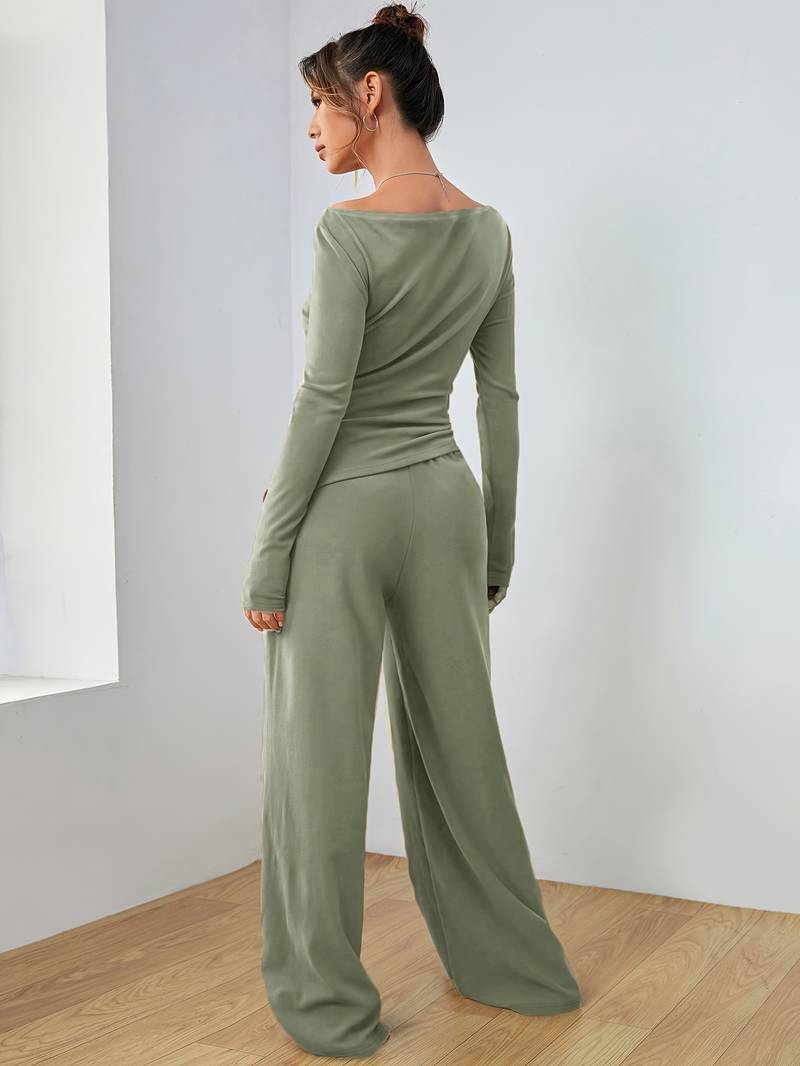 Mia Pantalon Dames van Katoen met Relaxed Fit en Elastische Tailleband - ZovaFashion - Lange Broek Dames