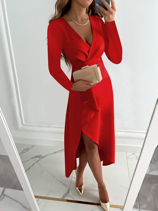 Midi Zomerjurk Dames in Premium Polyester met Verstelbare Taille en Ronde Halslijn - ZovaFashion - Midi Jurken