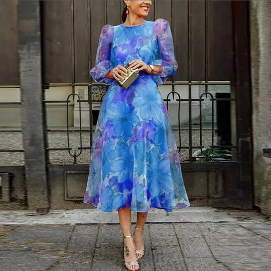 Midi Zomerjurk Dames met Bloemenprint en Flatterende Pasvorm - ZovaFashion - Midi Jurk