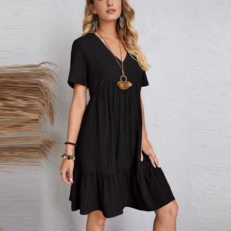 Midi Zomerjurk Dames van Duurzaam Katoen met A - Lijn en Ademend Design - Zova - Fashion