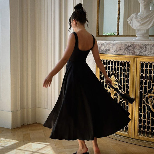 Midi Zomerjurk Dames van Lichtgewicht Polyester met Vierkante Halslijn - ZovaFashion - Midi Jurken