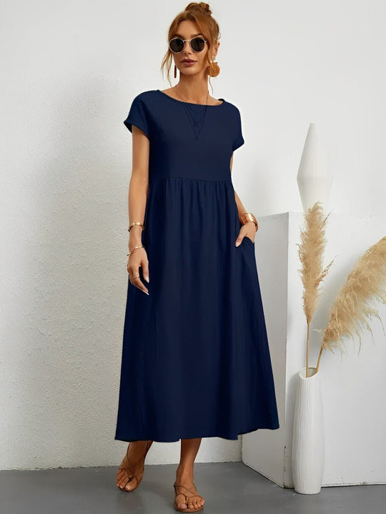 Midi Zomerjurk in Ademend Katoen met Flatterende Pasvorm - ZovaFashion - Midi Jurk