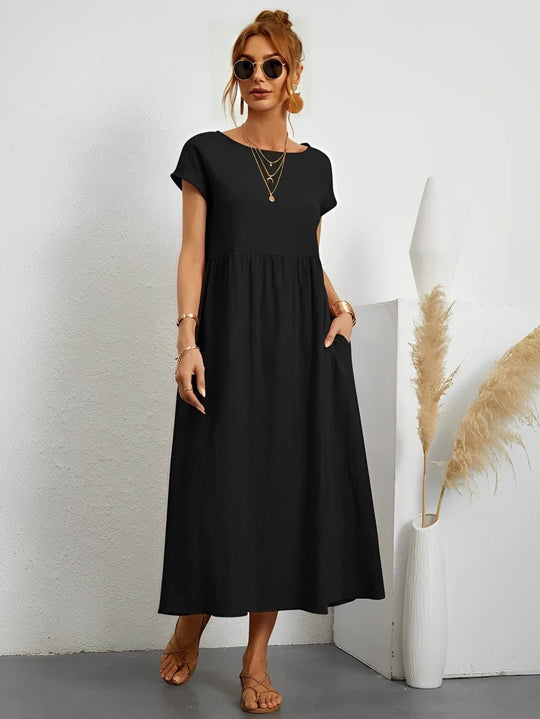 Midi Zomerjurk in Ademend Katoen met Flatterende Pasvorm - ZovaFashion - Midi Jurk