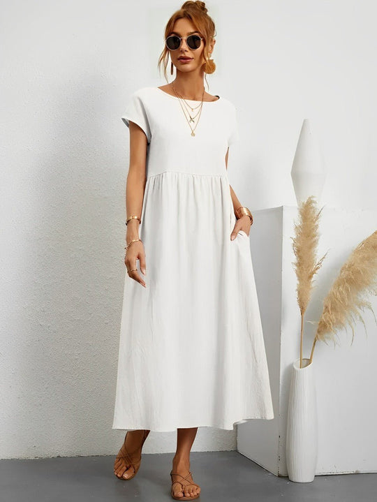 Midi Zomerjurk in Ademend Katoen met Flatterende Pasvorm - ZovaFashion - Midi Jurk