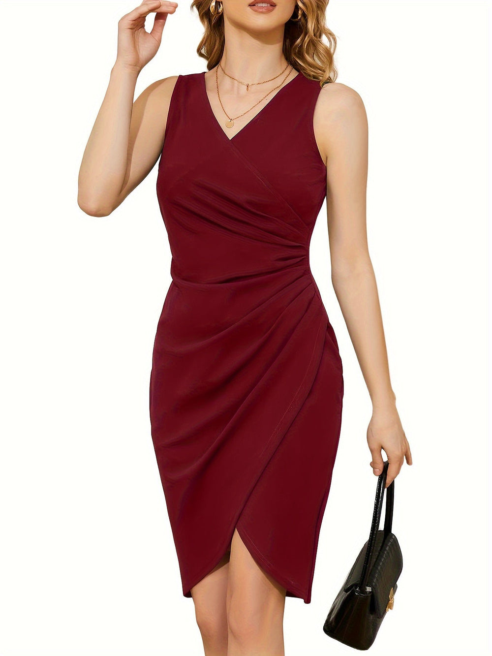 Midi Zomerjurk in Stretch Knit met Asymmetrische Zoom en Crew Neck - Zova - Fashion - Midi Jurk