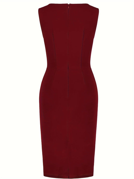 Midi Zomerjurk in Stretch Knit met Asymmetrische Zoom en Crew Neck - Zova - Fashion - Midi Jurk