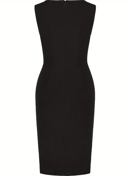 Midi Zomerjurk in Stretch Knit met Asymmetrische Zoom en Crew Neck - Zova - Fashion - Midi Jurk