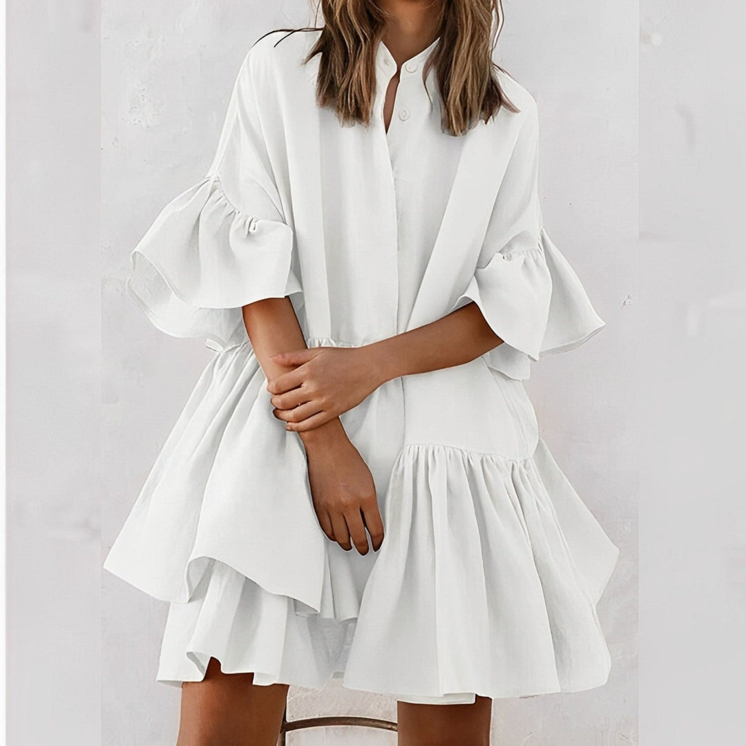 Midi Zomerjurk van Duurzame Stof met Wijde Mouwen en Flowy Silhouet - Zova - Fashion - Midi Jurk
