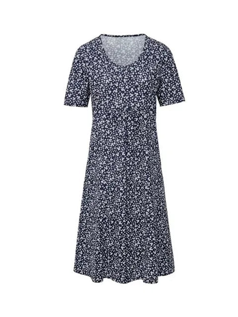 Midi Zomerjurk van Katoen met Bohemian Design en Functionele Voorzakken - ZovaFashion - Midi Jurk
