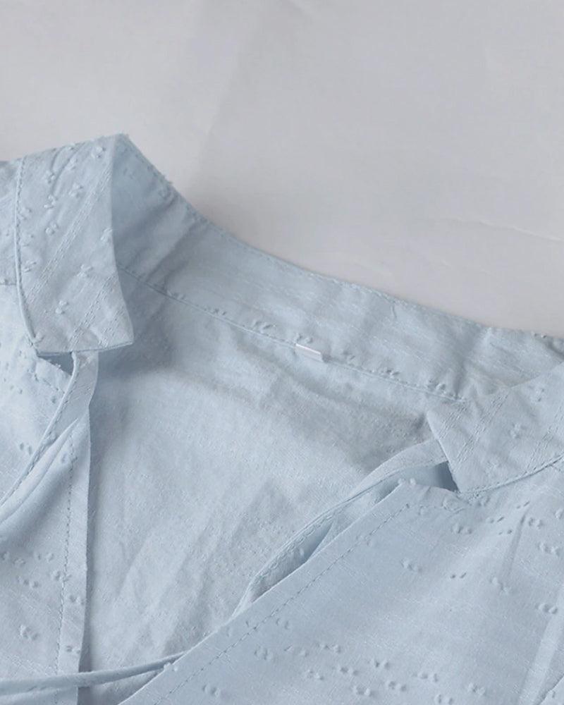 Midi Zomerjurk van Katoen met Lange Mouwen en Getailleerde Pasvorm - Zova - Fashion - Midi Jurk