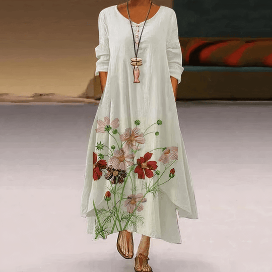 Midi Zomerjurk van Katoen met Tijdloze A - lijn en Minimalistische Details - Zova - Fashion - Midi Jurk