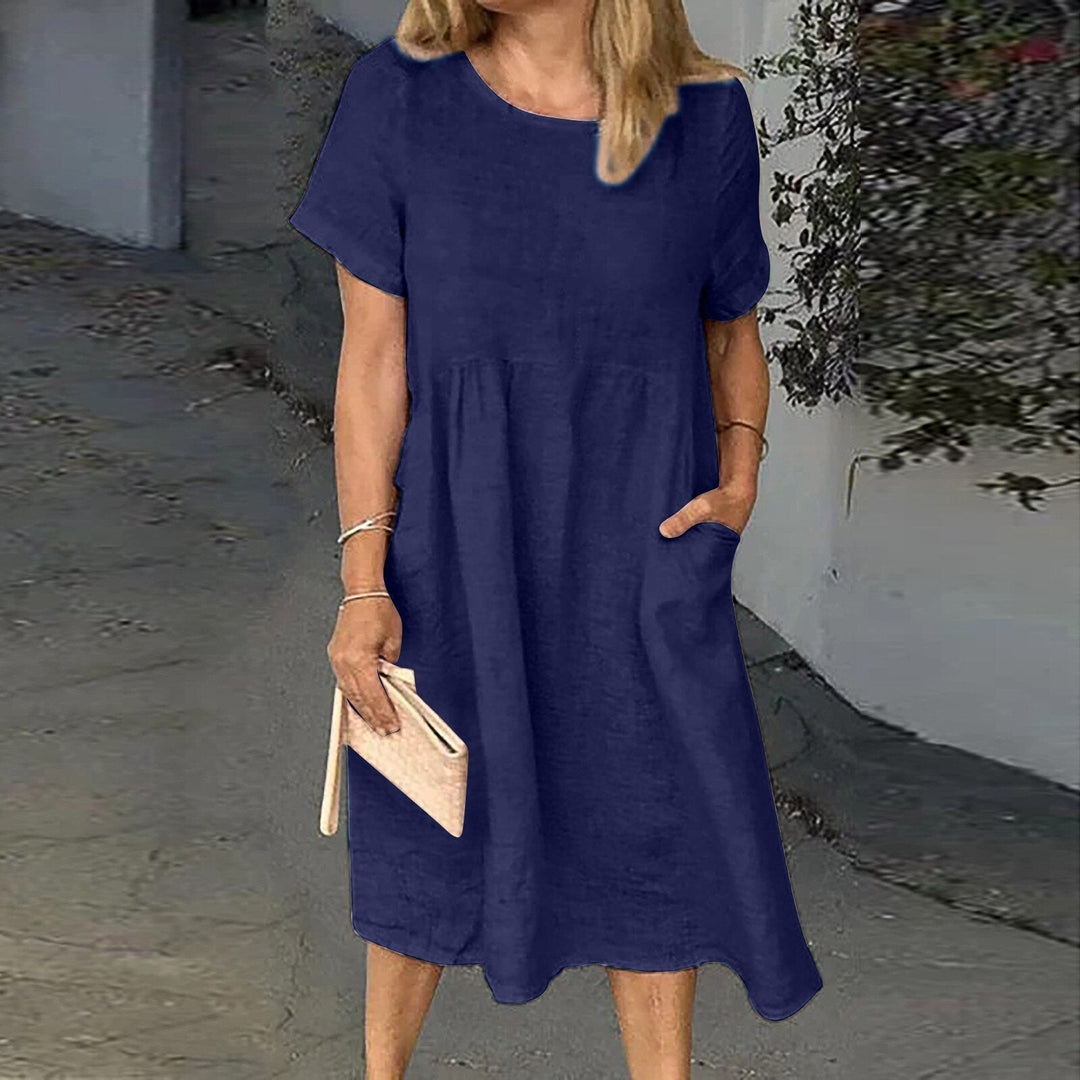Midi Zomerjurk van Polyester met Relaxed Fit en Ronde Hals - Zova - Fashion - Midi Jurk