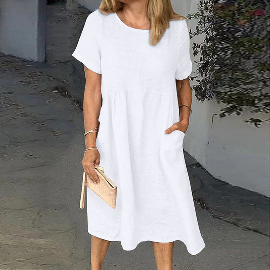 Midi Zomerjurk van Polyester met Relaxed Fit en Ronde Hals - Zova - Fashion - Midi Jurk