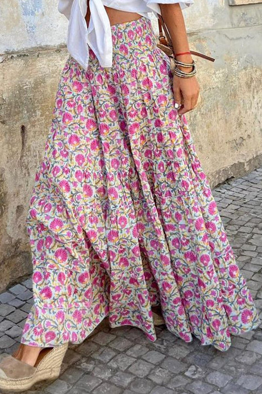 Midi Zomerrok Dames van Polyester met Hoge Taille en Print - Zova - Fashion