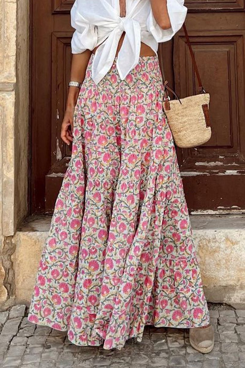 Midi Zomerrok Dames van Polyester met Hoge Taille en Print - Zova - Fashion