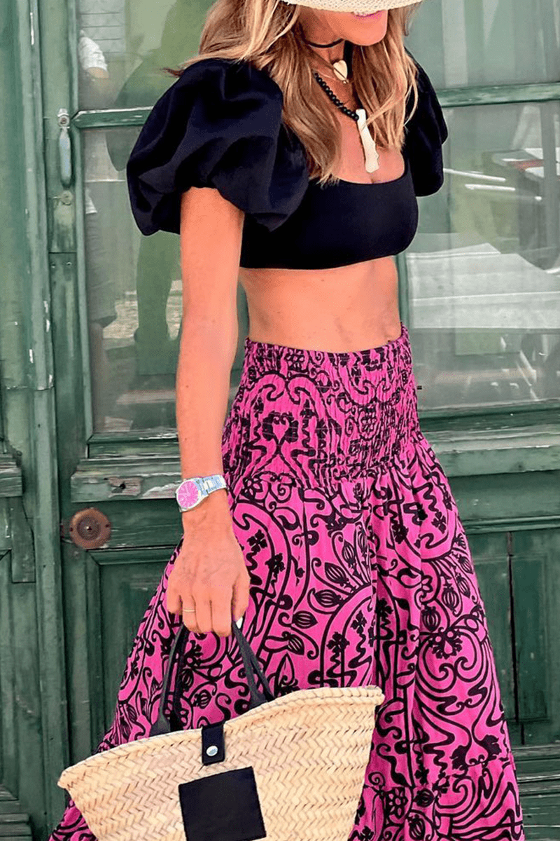 Midi Zomerrok Dames van Polyester met Hoge Taille en Print - Zova - Fashion