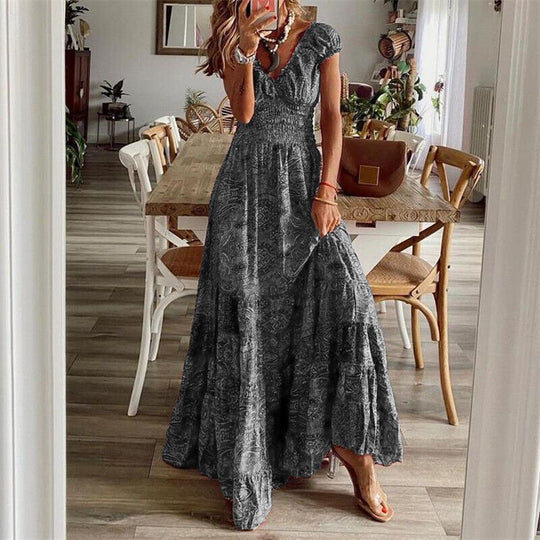 Noa Maxi Zomerjurk Dames in Boho Stijl met Korte Mouwen en Flatterende Pasvorm - Zova - Fashion