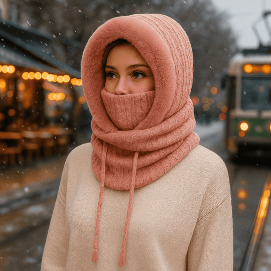 Olivia – Winter Set van Gebreide Stoffen met Voering en Kap