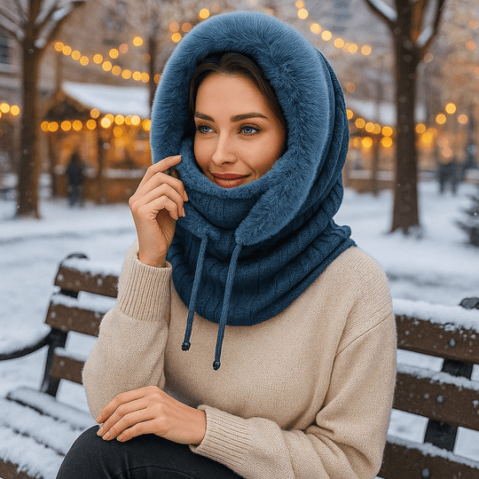 Olivia – Winter Set van Gebreide Stoffen met Voering en Kap