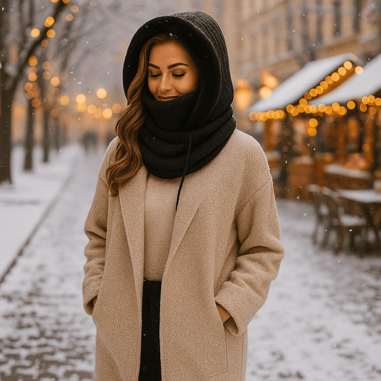 Olivia – Winter Set van Gebreide Stoffen met Voering en Kap