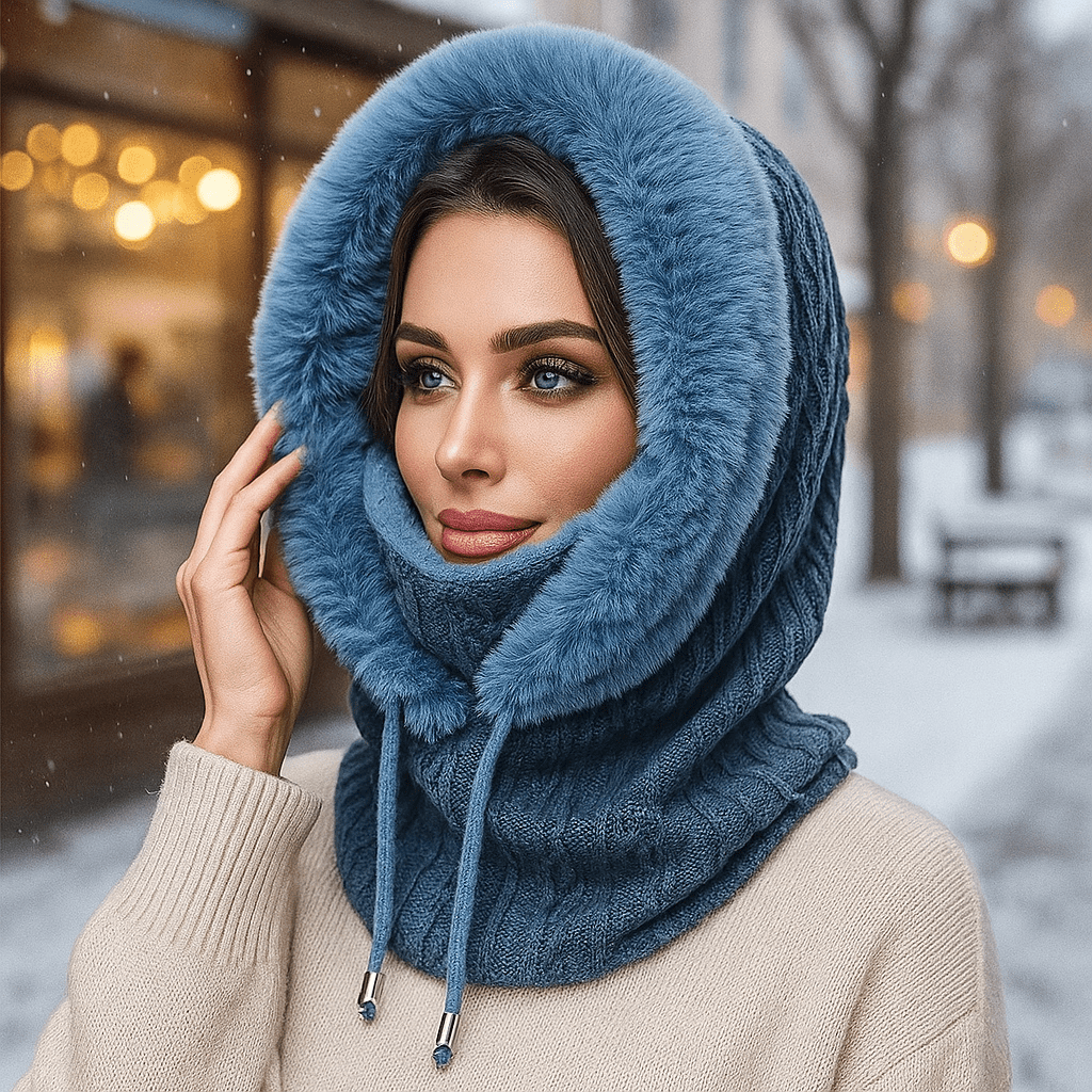 Olivia – Winter Set van Gebreide Stoffen met Voering en Kap