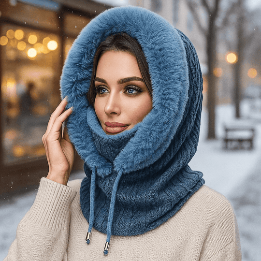 Olivia – Winter Set van Gebreide Stoffen met Voering en Kap