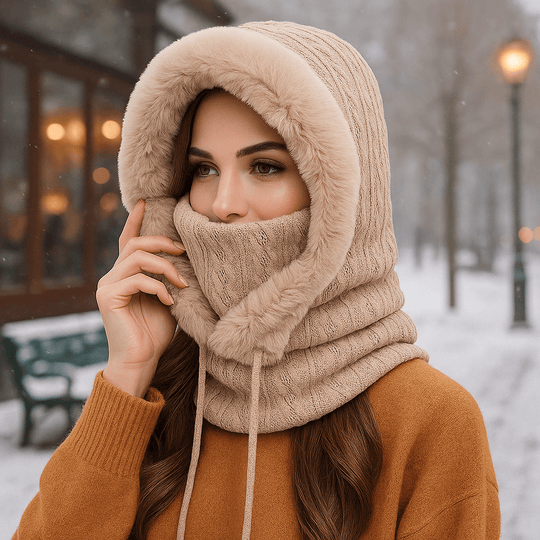 Olivia – Winter Set van Gebreide Stoffen met Voering en Kap