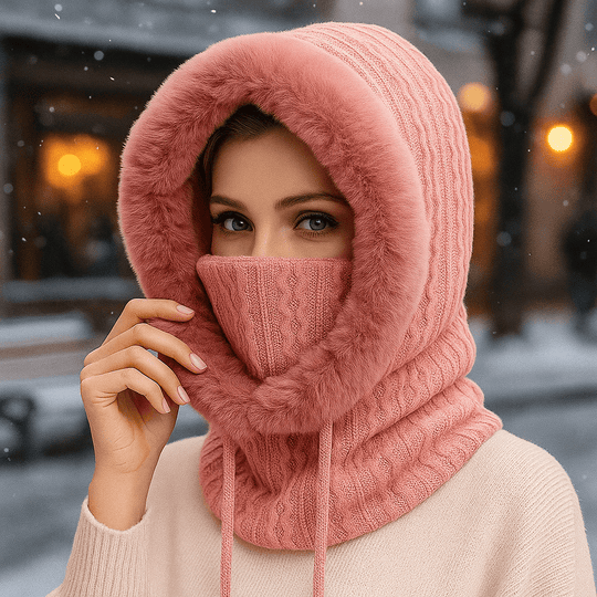 Olivia – Winter Set van Gebreide Stoffen met Voering en Kap