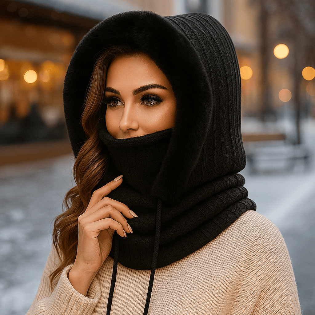 Olivia – Winter Set van Gebreide Stoffen met Voering en Kap